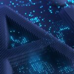 Abstract 3D AI symbol formed from data points, representing artificial intelligence shaping modern search and SEO