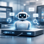 AI chatbot interface assisting a small business customer support workflow