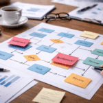 Operational workflow diagram showing bottlenecks and process inefficiencies in a business team